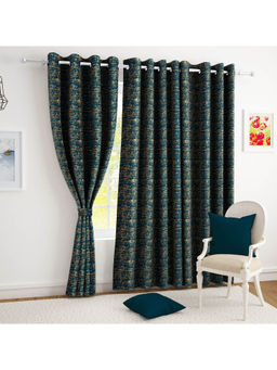 Story@Home - 275 cm (9 ft) Polyester Blackout Long Door Curtain Single Curtain-Teal