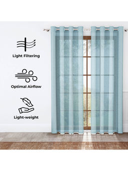 Story@Home - Polyester Semi Long Door curtains 8 feet Long, Bluish Grey (Pack of 1)