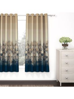 Story@Home - 152 cm (5 ft) Polyester Blackout Window Curtain Single Curtain- Beige & Blue