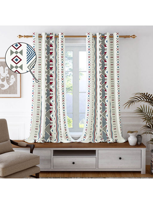 Story@Home 100 % Cotton Canvas Fabric 300 GSM White 1 U Window Curtain-5 feet