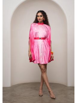 Advait - Pink Lila Cape Dress with Belt