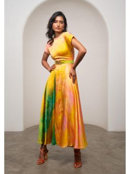 Advait - Multi-Color Ova Contrast Maxi Dress with Belt