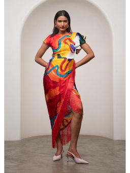 Advait - Red Ruel Crossover Dress
