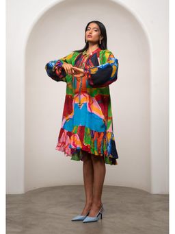 Advait - Multi-Color Sorel Gathered Dress