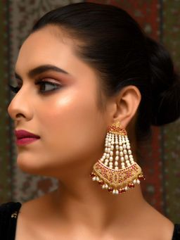 AG'S - Ruby Gold Plated Jadau Earring