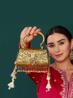 Adwita - Alaka Mini Gold Clutches Bag