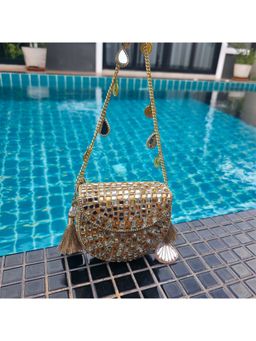 Adwita - Mini Mirror Coin Bag Gold And Silver Mini Bag