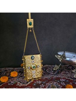 Adwita - Kundan Golden Mobile Batua Bag