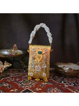 Adwita - Kundan Golden Mobile Batua Bag