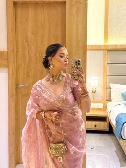 Adwita - Mini Kundan Crystal Bag In Hints Of Pink Mini Bag