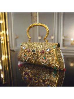 Adwita - Farah Antique Gold Clutches Bag