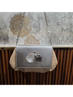 Adwita - Elephant Silver Batua Bag
