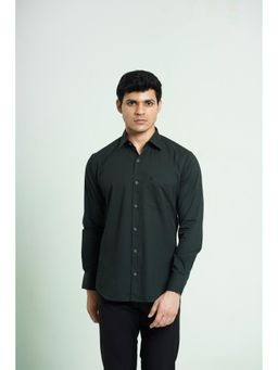 HONNETE - Men's Cotton Self Design Regular Fit Green Casual Wear Shirt with Spread Collar