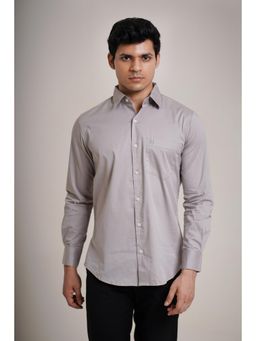 HONNETE - Men's Cotton Self Design Regular Fit Grey Casual Wear Shirt with Spread Collar