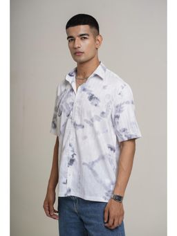 HONNETE - Men Cotton Casual Grey Spread Collar Short Sleeves Shirt