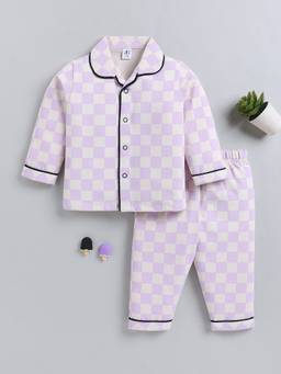 Clt.s - Purple Typography Cotton Full Sleeve Daily Wear Night Suit