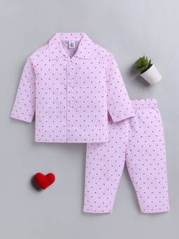 Clt.s - Pink Graphic Cotton Full Sleeve Smart Night Suit