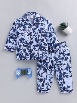 Clt.s - Blue Floral Cotton Full Sleeve Night Suit