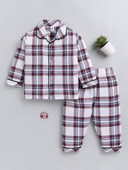 Clt.s - Multi-Color Checked Cotton Full Sleeve Daily Wear Night Suit