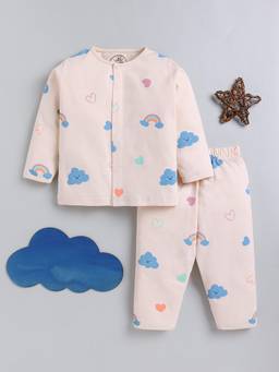 Clt.s - Ivory Graphic Cotton Full Sleeve Night Suit