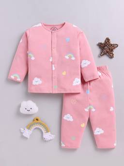 Clt.s - Pink Graphic Cotton Full Sleeve Daily Wear Night Suit