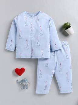 Clt.s - Blue Animal Cotton Full Sleeve Trendy Night Suit
