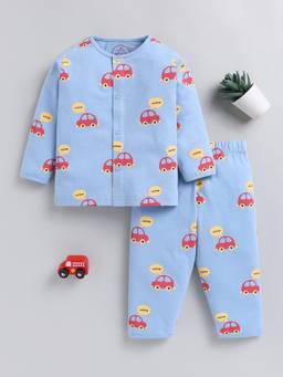 Clt.s - Blue Graphic Cotton Full Sleeve Comfy Night Suit
