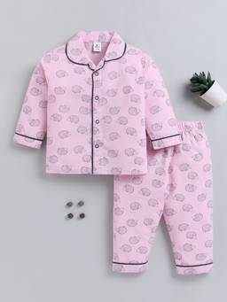 Clt.s - Pink Animal Cotton Full Sleeve Stylish Night Suit