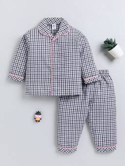 Clt.s - Black Checked Cotton Full Sleeve Classic Night Suit