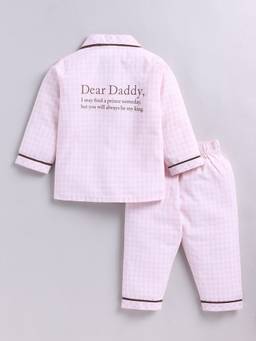 Clt.s - Checked Pink Cotton Full Sleeve Night Suit