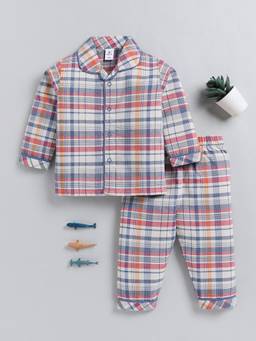 Clt.s - Multi-Color Checked Cotton Full Sleeve Modern Night Suit