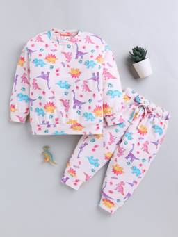 Clt.s - White Animal Cotton Full Sleeve Night Suit