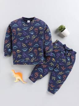 Clt.s - Navy Blue Animal Cotton Full Sleeve Night Suit