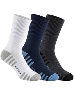 NEXT2SKIN - Men Terry Half Crew Length Breathable Cotton Blend Socks (Pack of 3)