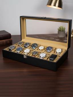 Sassora - Black 10 Slots Wrist Watch Organiser Box
