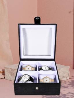 Sassora - Black 4 Slots Wrist Watch Organiser Box