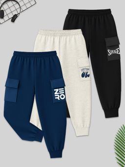 Kuchipoo - Boys Multi-Color Cargo Joggers (Pack of 3)