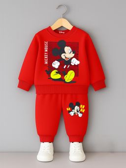 Kuchipoo - Boys Red Disney Full Sleeve Sweatshirt & Joggers