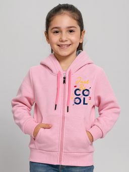 Kuchipoo - Girls Pink Zipper Winterwear Hoodie