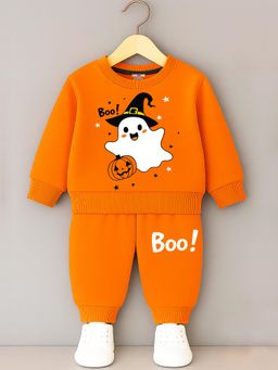 Kuchipoo - Boys Orange Winterwear Sweatshirt and Joggers