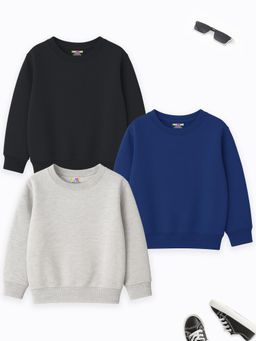 Kuchipoo - Boys Multi-Color Regular Fit Winterwear Sweatshirts (Pack of 3)