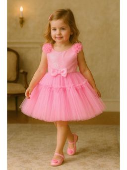 Blabber - Girls Pink Sleeveless Sequins Embellished Layered Dress