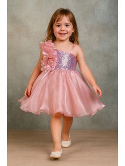 Blabber - Girls Mauve Satin Sequin Detailing Dress