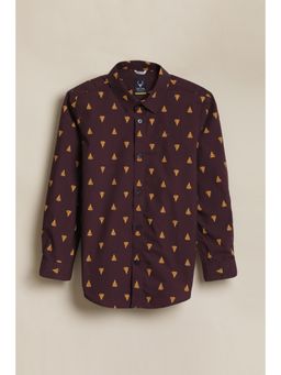 Allen Solly - Boys Maroon Print Casual Shirt