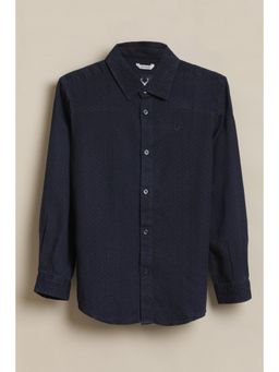 Allen Solly - Boys Navy Blue Textured Casual Shirt