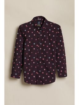 Allen Solly - Boys Maroon Print Casual Shirt