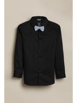 Allen Solly - Boys Black Solid Party Shirt with Bow