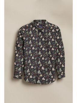 Allen Solly - Boys Black Print Casual Shirt