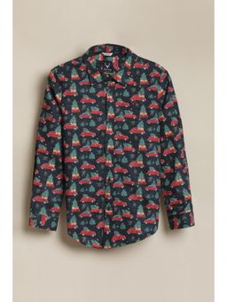 Allen Solly - Boys Navy Blue Print Casual Shirt