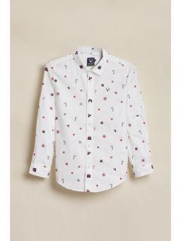 Allen Solly - Boys White Print Casual Shirt